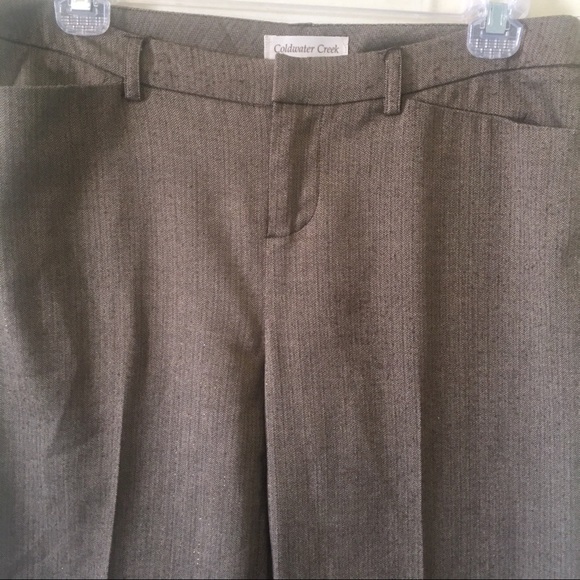 COLDWATER CREEK Brown Tweed Shimmer Trousers Pant - Picture 2 of 8